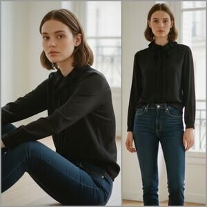 A.P.C. Bow-Tie Button up Shirt in Black Cotton Size 38